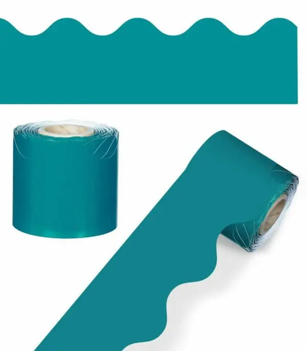 Teal Rolled Scalloped Borders - +- 11 metres x 5cm - Image 2