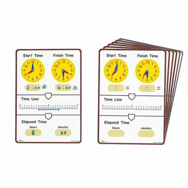 Tell Elapsed Time - Dry Erase Board - Student - 10pcs - EDX Education