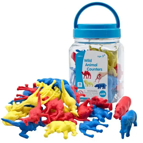 Counters - Wild Animal - 3 Colours with Tweezer - 30pcs - Jar - EDX Education - Image 2