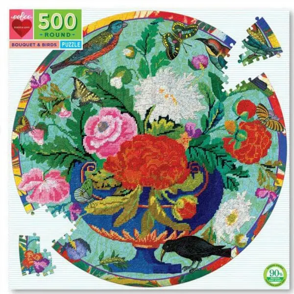 Round Puzzle - Bouquet and Birds - 500pcs - Image 2