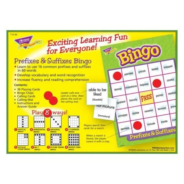 Prefixes & Suffixes Bingo Game - Trend Enterprise - Image 4