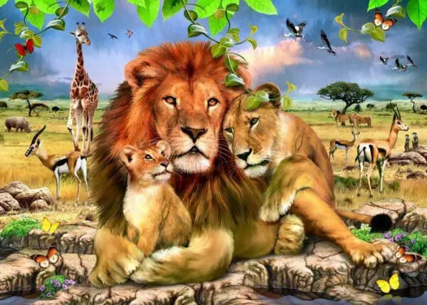 Wood Puzzle - Lion Family - 48pcs