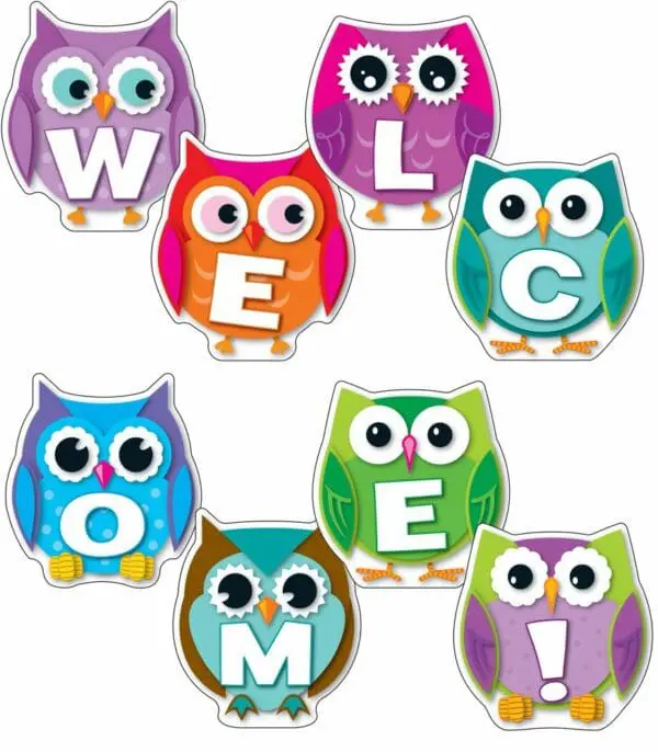 Welcome Colorful Owls - Bulletin Board Set - 8pcs