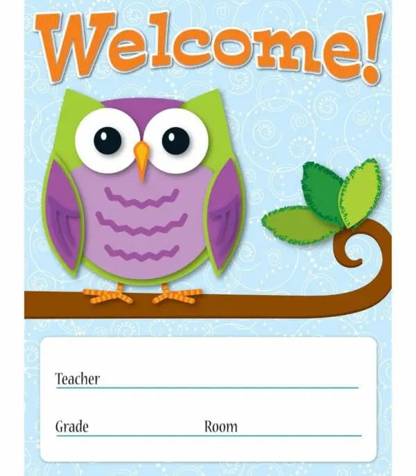Colourful Owls Welcome - Wall Chart - +/-43x56cm