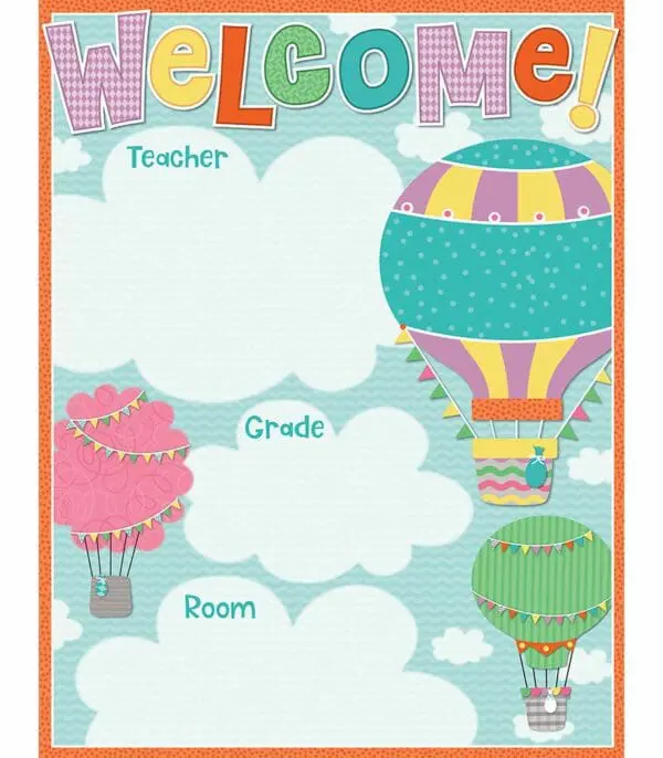 Hot Air Balloon Welcome - Wall Chart - +/-43x56cm