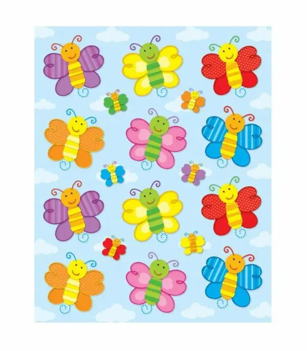 Smiling Butterflies Stickers - 72pcs