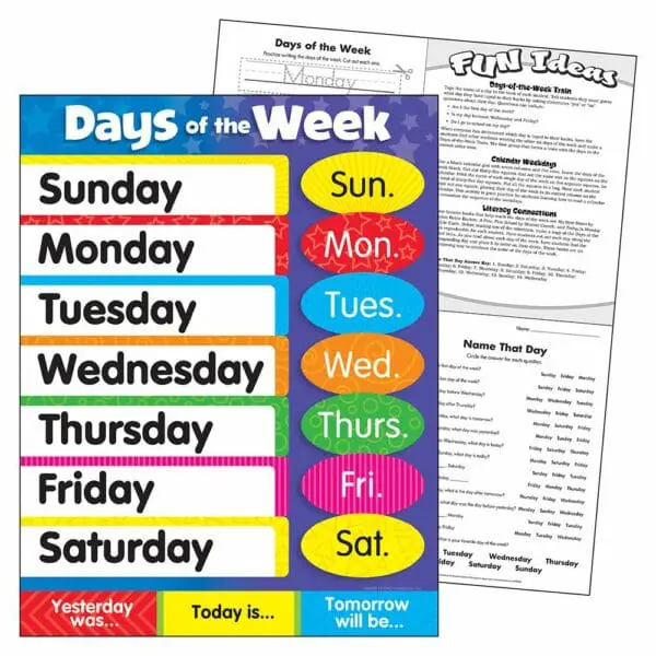 Stars - Days of the Week - Wall Chart +/-42x59cm