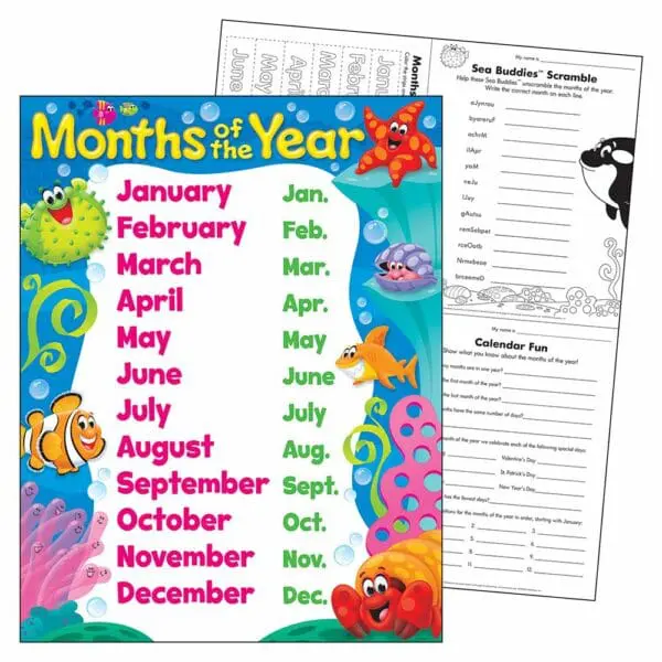 Months of the Year - Sea Buddies™ - Wall Chart +/-43x56cm