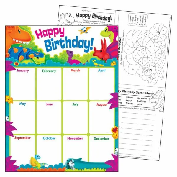 Happy Birthday - Calendar - Dino-Mite Pals - Wall Chart