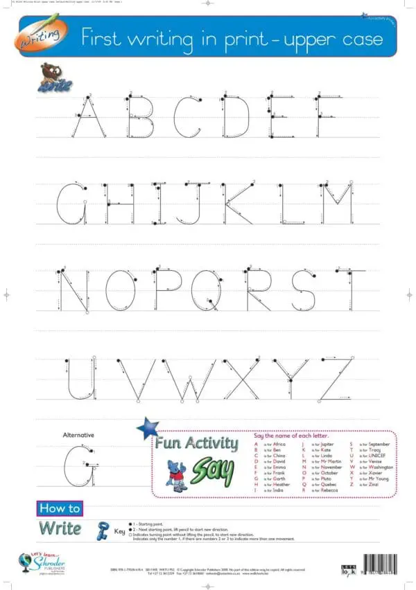 Alphabet - Uppercase - First Writing in Print - Wall Chart