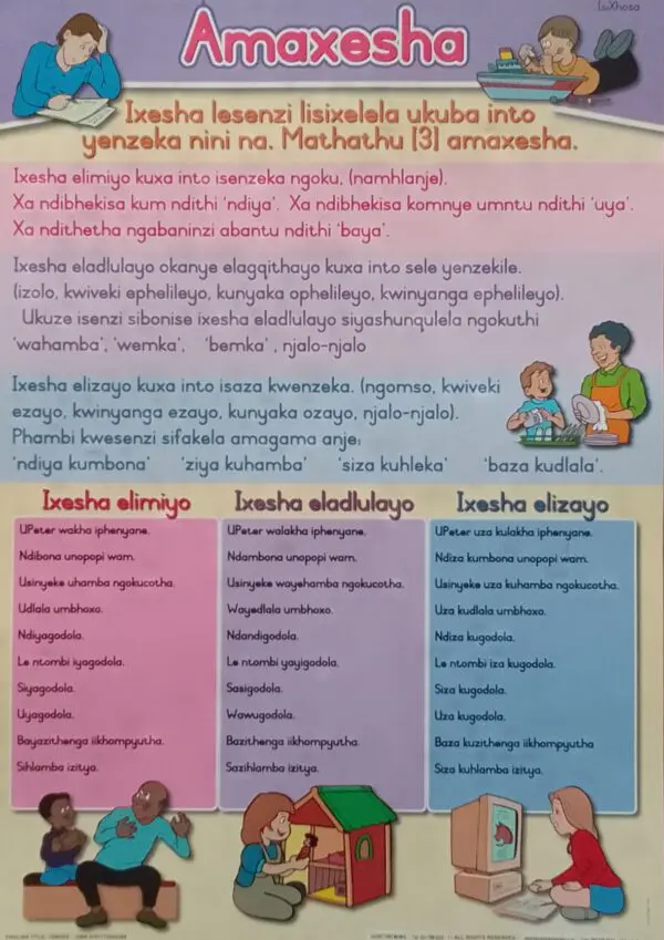 Amaxesha - Tenses - Wall Chart - A1 Laminated