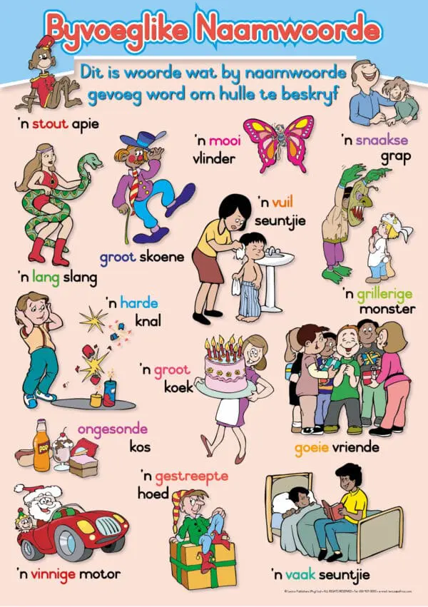 Byvoeglike Naamwoorde - Afrikaans - Wall Chart - A1 Laminated