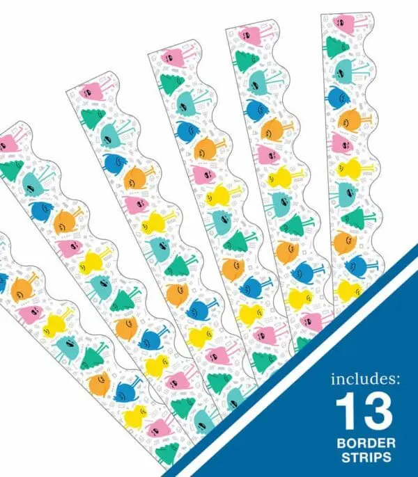 Happy Friends Scalloped Borders - 13 strips +-91cm x 6.5cm each