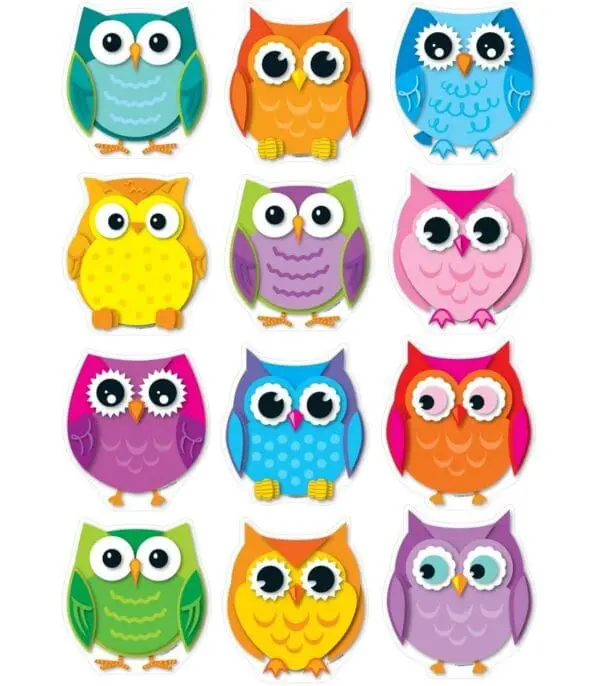Cut-Outs - Colourful Owls - 36pc (+-15x 13cm)