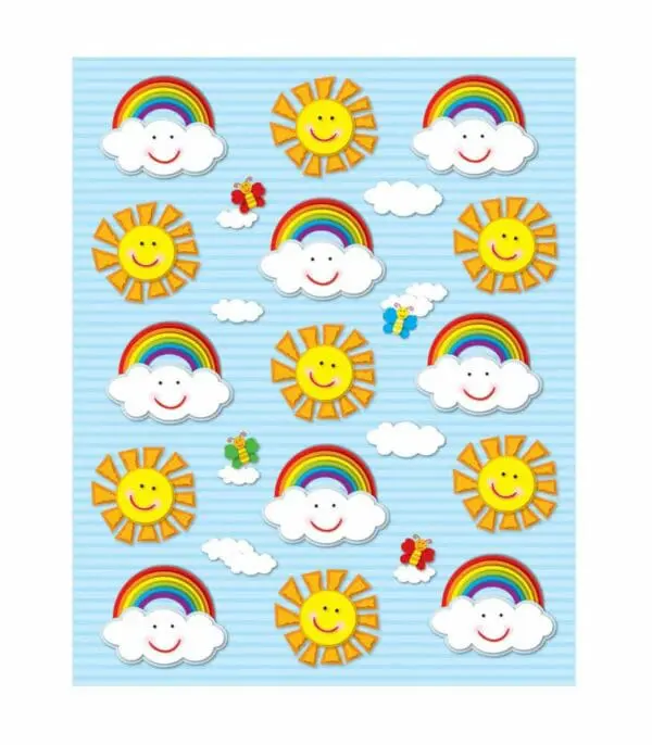 Suns & Rainbows Stickers - Shape - 60PC - Carson Dellosa