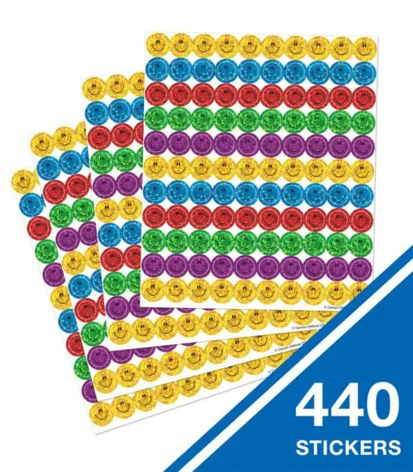 Multicolour Smiley Faces Sparkle - Chart Seals 440pcs