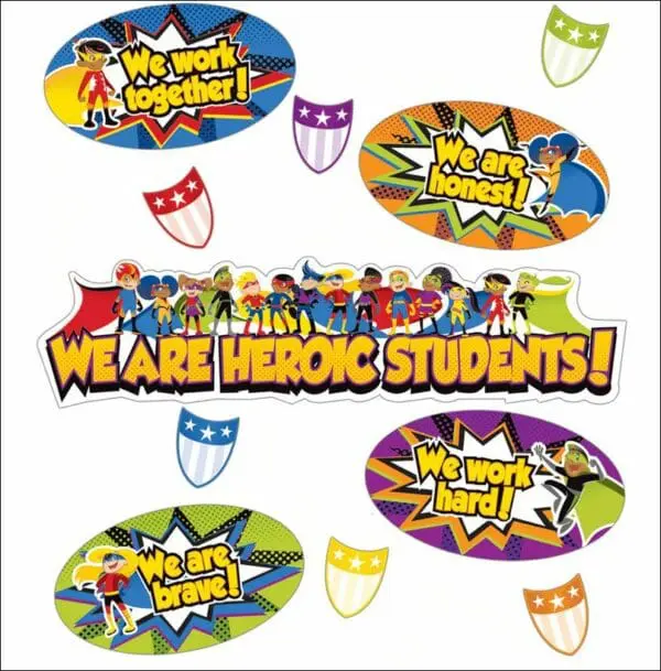Superpower Heroic Students - Mini Bulletin Board Set - 41pcs