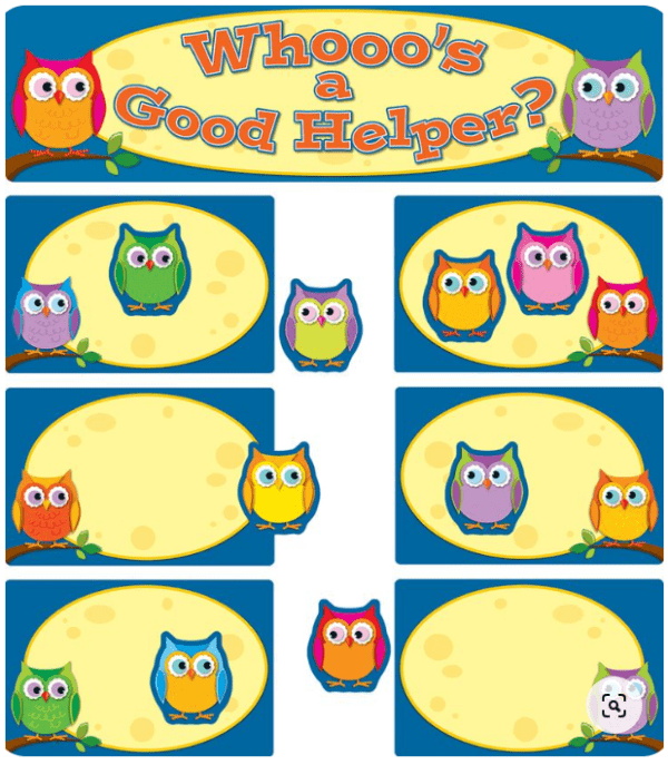 Colourful Owls - Job Assignment - Mini Bulletin Board Set - 45pcs