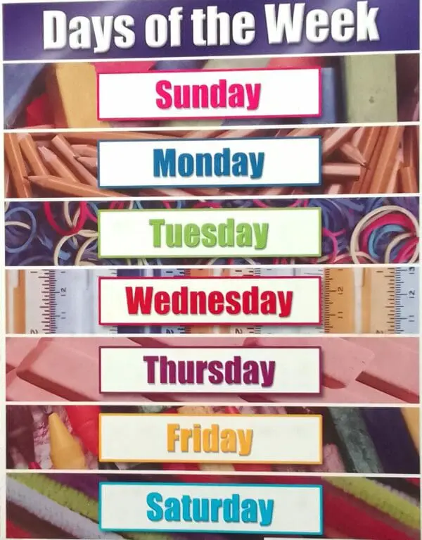 Days of the Week - Wall Chart