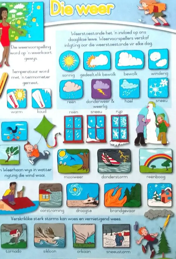 Die Weer - Afrikaans - Wall Chart - A1 Laminated