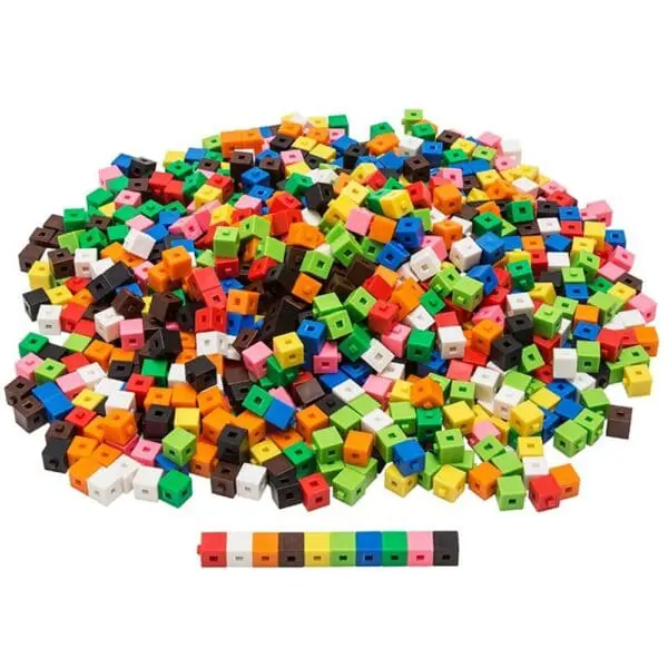 Interlocking - Linking Cubes - 1cm - 10 Colours - 1000pcs Polybag