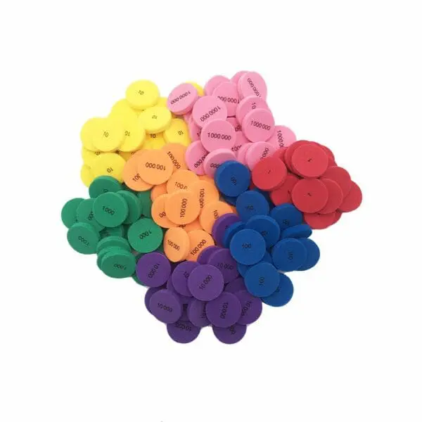 Place Value Counters - 140pcs - Chips - 7 Colours