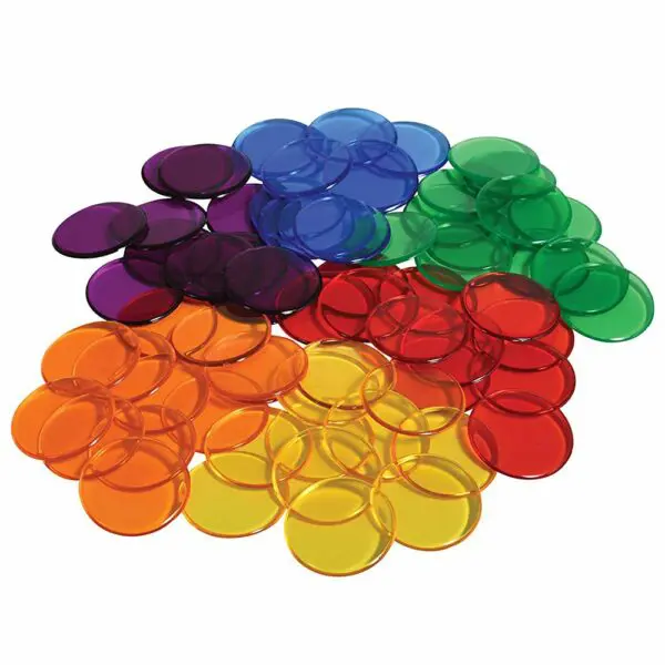 Counters - Transparent 6 Colours 19mm - 250pcs - Polybag