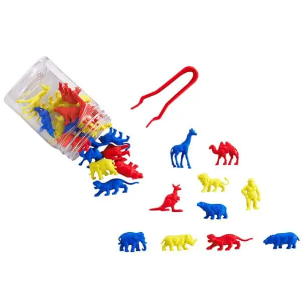 Counters - Wild Animal - 3 Colours with Tweezer - 30pcs - Jar - EDX Education