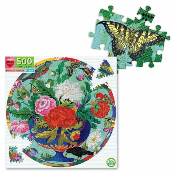 Round Puzzle - Bouquet and Birds - 500pcs