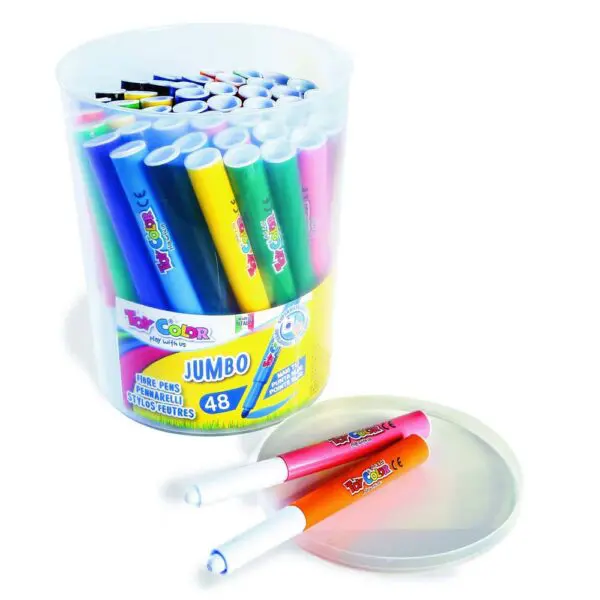 Fibre Pens Jumbo - 12 Colours - 48pcs Jar