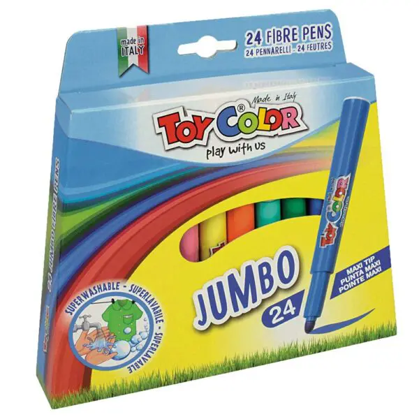 Fibre Pens - Jumbo - 24 Colours Retail Hanger Pack