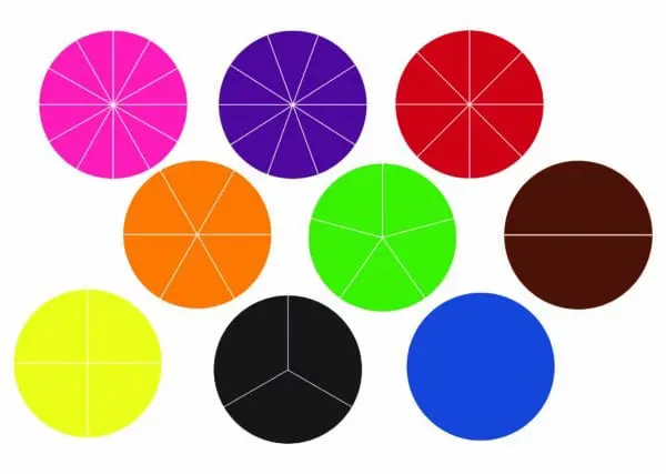 Fraction Circles - 20cm Diameter - 1 to 12th - Unprinted Demo Magnetic - 51pcs