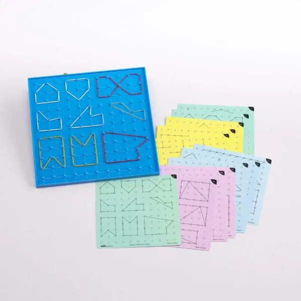 Geoboard 23cm double-sided w. Elastic Bands & Activity cards