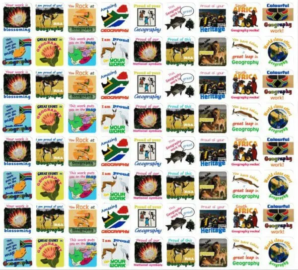 Geography Reward RSA Stickers - 108pcs