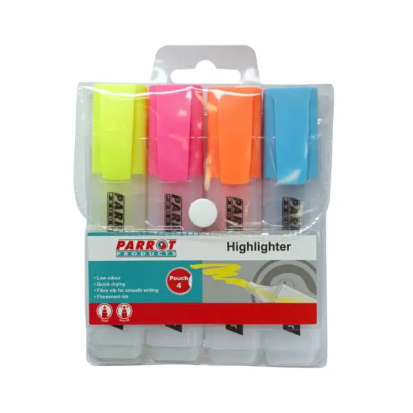 Highlighters / Markers Pouch 4 (Yellow - Pink - Blue - Orange)