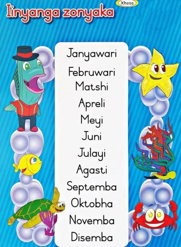 Linyanga Zonyaka - Months of the Year - Wall Chart - Laminated