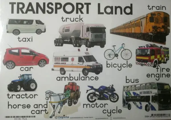 Transport - Land - Wall Chart - Laminated