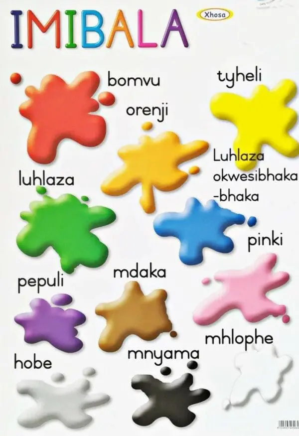 Imibala - Colours - Wall Chart - Laminated (680mm x 480mm)