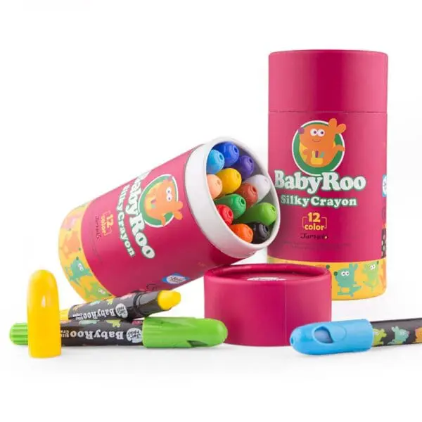 Crayons - 12 Colours Silky Washable Baby Roo - Jar Melo