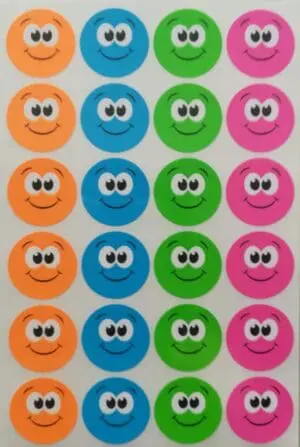 Large Fluorescent Smiley Stickers - 72pcs