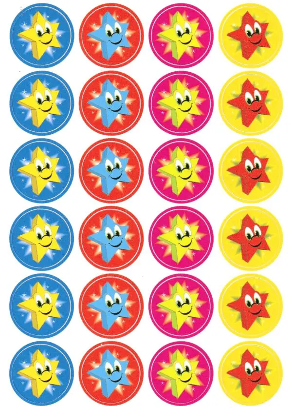 Bright Smiling Star Stickers - 72pcs
