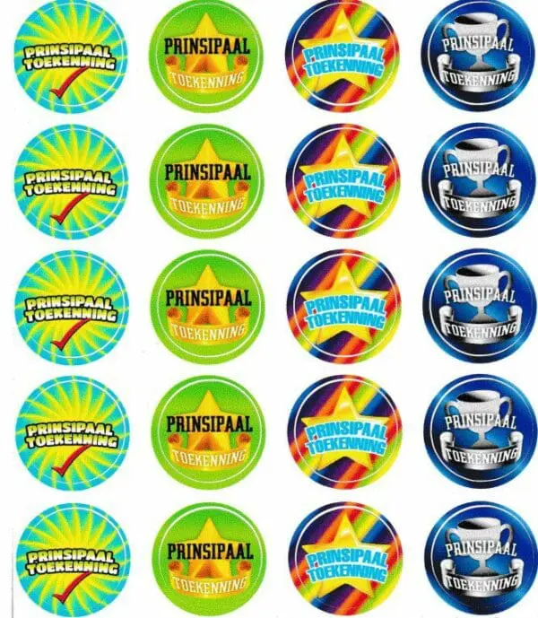 Prinsipaal Toekenning Stickers - 30mm - 100PCS