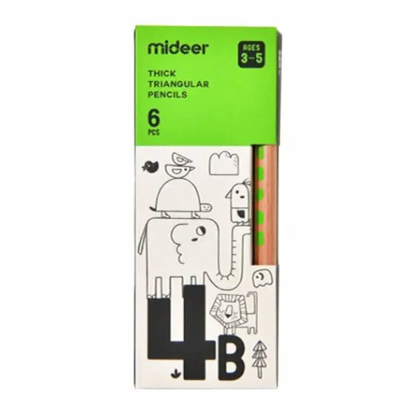 Pencils 4B - 6 Pieces - Thick Triangular - Mideer