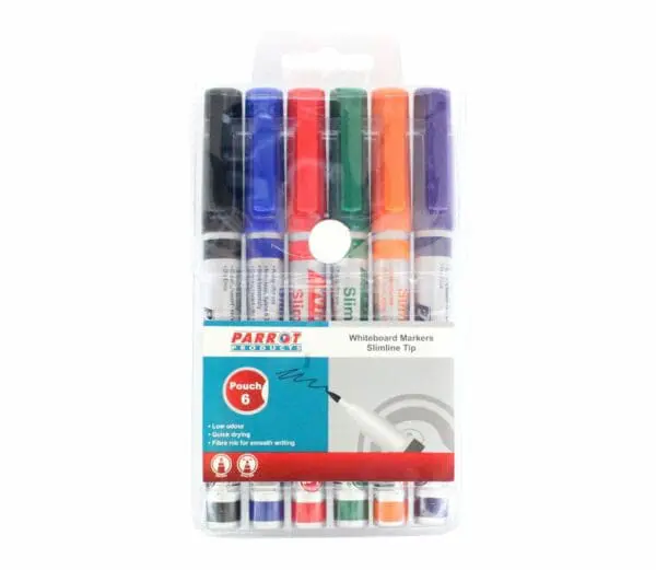 Whiteboard Markers - Slimline - Pouch 6pc
