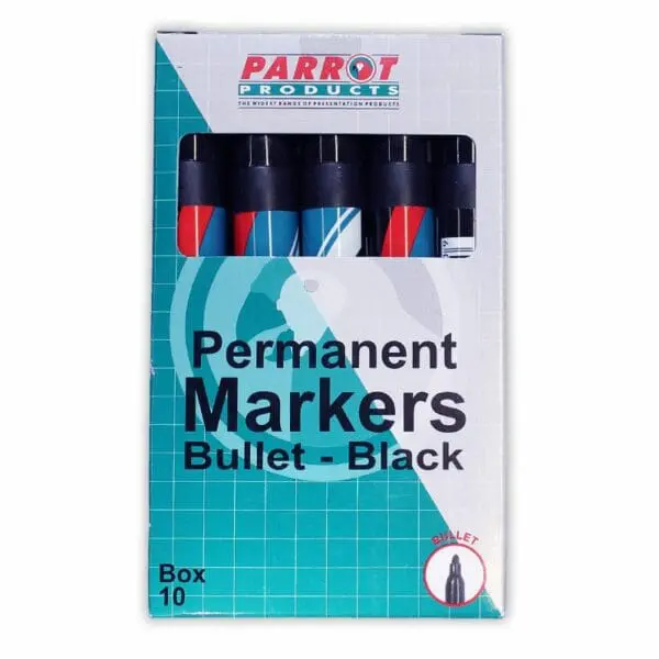 Permanent Marker Bullet Box of 10 (black)Permanent Marker Bullet Box of 10 (black)