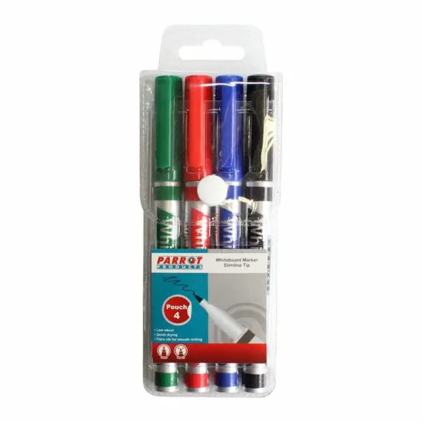 Whiteboard Marker - Slimline - Pouch 4pc
