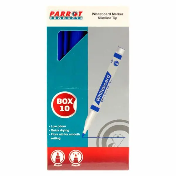 Whiteboard Markers - Slimline - Box of 10 (Blue)