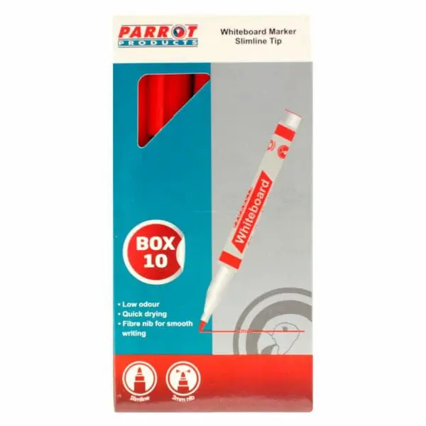 Whiteboard Marker - Slimline - Box of 10 (Red)