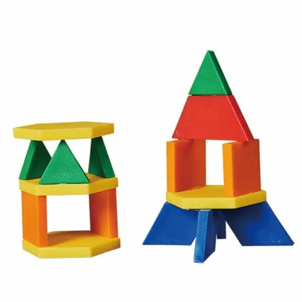 Pattern Blocks - 6Shapes 6Colours - Solid Plastic (250pc) - Image 2