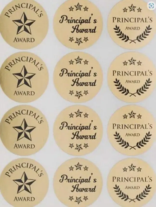 Principal's Award Gold Stickers - 45pcs